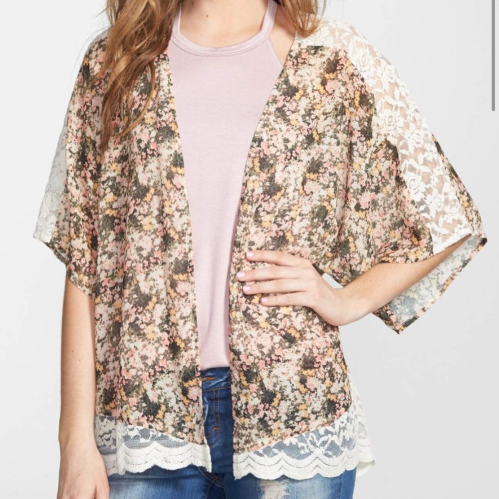 Coco and Jameson floral lace kimono